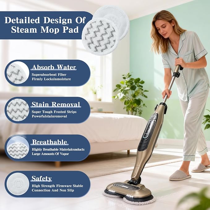 Brush Head for Shark Steam Mop S7000/S7001/S8201 Series Steam Mop Pads Replacement - Upgrade Brush Heads with Nylon Bristles, Deep Clean Hardwood & Tile Floors, Scratch-Free Polish(2Blue,2Gray)