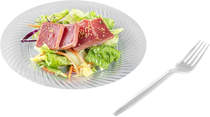 Restaurantware Moderna 7.3 Inch Disposable Forks 250 Recyclable Plastic Cutlery - Crack-Resistant For All Types Of Meals Clear Plastic Party Forks