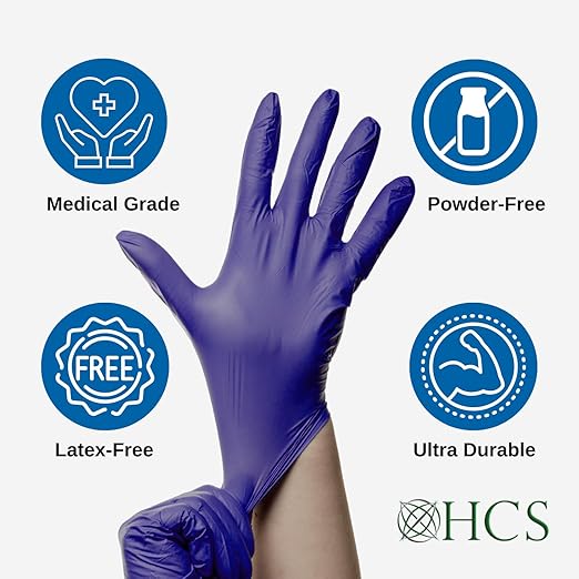 HCS Bulk Nitrile Gloves - (2500/Case) Chemo Protection, Medical Gloves Disposable - Latex-Free Rubber Glove - 4 Mil Nitrile Exam Disposable Glove - Dark Purple, Medium