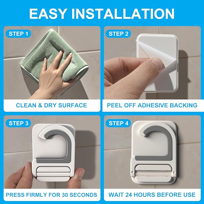 6Pack Broom Holder Wall Mount, Damage Free Hanging Wall Mount Broom and Mop Holder, Household Cleaning Organizer for Organization and Storage, Holds up to 6 lb