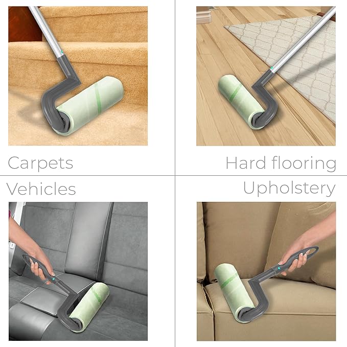 Smart Design Large Mega Floor Lint Roller with Ergonomic Handle - Aluminum Tubes - Includes Adhesive Sheets - for Cleaning, Carpet, Car, Clothing, and Pet Hair - 12.5 x 42 Inch