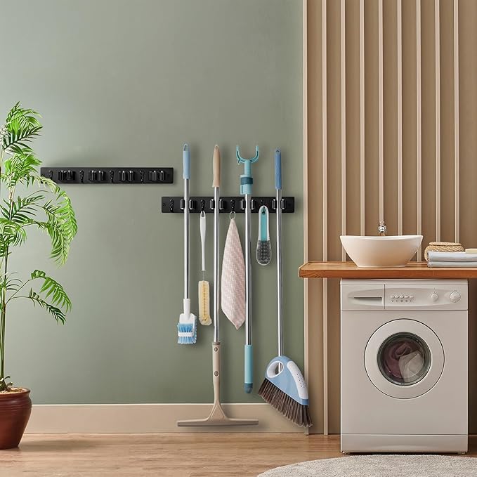 OUTNILI Broom Holder and Coat Rack Wall Mount Bundle