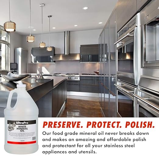 UltraPro Food Grade Mineral Oil for Lubricating and Protecting Cutting Board, Butcher Block, Stainless Steel, Knife, Tool, Machine and Equipment (1 Gallon)