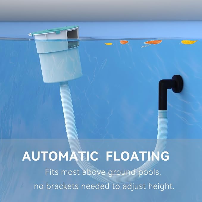 Surface Float Skimmer,2025 Upgrade,No Installation Required, no Adjustable Bracket Required,Comes with 50 Filter Socks, Perfect for Women ((((Turquoise))))