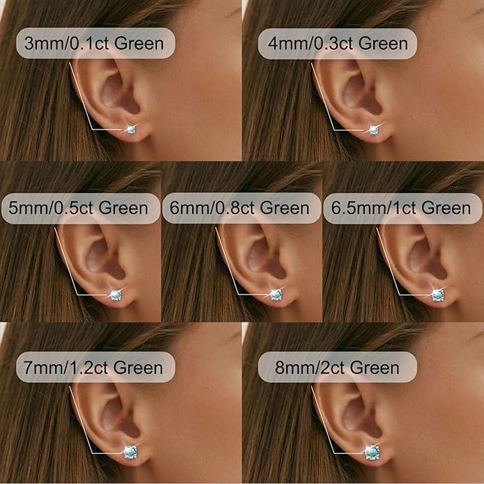Moissanite Screw Back Earrings Studs - 0.2CT-4CT Moissanite Earrings for Women 925 Sterling Silver Piercing Real Colorful Moissan Hypoallergenic Jewelry Ear Stud Gifts