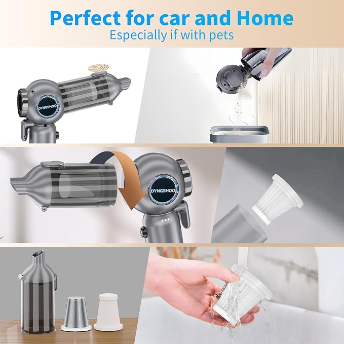 Handheld Car Vacuum Portable Cordless（Equipped with a one-Touch Window Breaker and Seatbelt Cutter ） Handheld Cordless Vacuum with 25000Pa Ultra-Strong Suction,for Car, Office Desk,Keyboards，Pet Hair