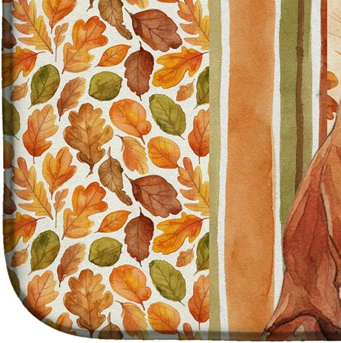 Caroline's Treasures Red Whippet Heirloom Fall Dish Drying Mat Absorbent Dish Drying Mat Pad for Kitchen Counter Dish Drainer Mat for Countertop, 14 x 21", Multicolor