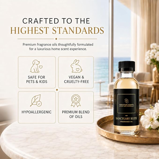 Signature Scents - Luxury Hotel Fragrances - Hotel Fragrance Oil - Diffuser Oil Blends for Aromatherapy (Sanctuary Suite) 4.05 Fl Oz (120ml)