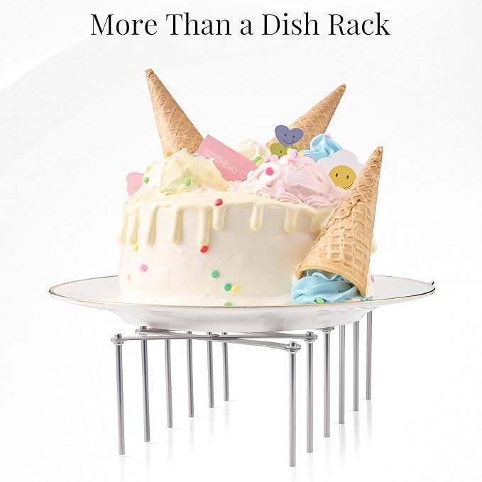 Diatomaceous Stone Dish Drying Mat with Collapsible Steel Rack - Quick Dry Kitchen Counter Set, Space Saving Foldable Dryer