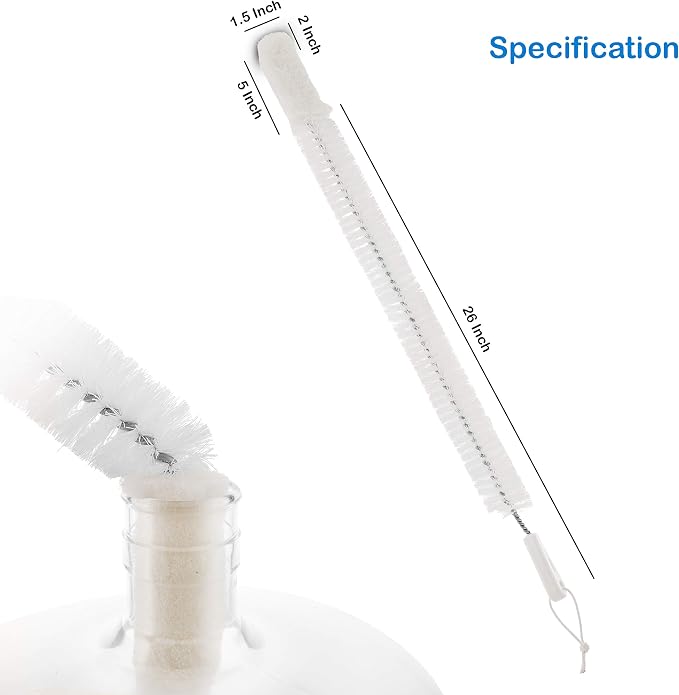 FryOilSaver Co, B217c Five Gallon Carboy Washing Brush, Homebrew Kit Cleaning Brush, Beer Brewing Equipment Cleaning Tools, Extra Strong Nylon Bristles Will Not Scratch Glass or Plastic, 27" Long