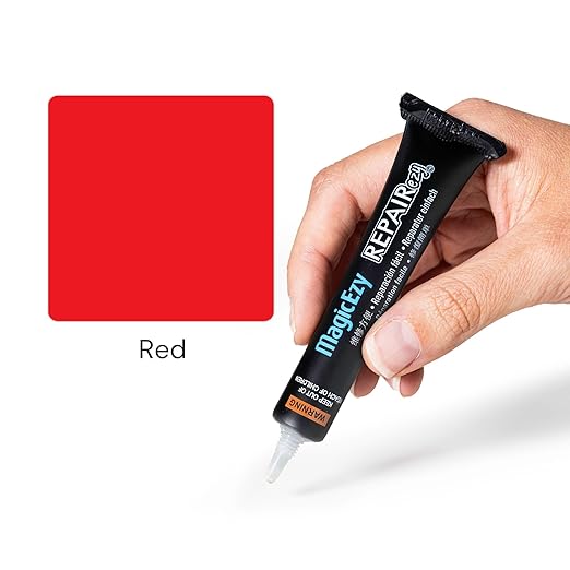 MagicEzy Tile Repair Kit: Porcelain Repair Kit - Ceramic Tile Repair Kit - Mix and Match Colors - Acrylic, Stone, Fiberglass - Wall Touch Up (Red)