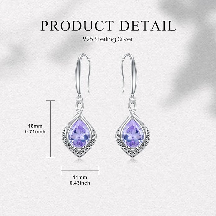 PELOVNY Celtic Knot Filigree Earrings for Women 925 Sterling Silver Moss Agate/Birthstone Infinity Earrings Birthday Christmas Jewelry Gifts for Mom Daughter Wife Sister