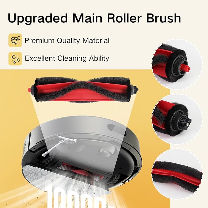 Replacement Parts for Roborock Q7 M5/M5+, Q7 L5/L5+ Robot Vacuum, 2 Main Brushes, 4 Mop Cloths, 4 Filters, 6 Side Brushes, 12 Dust Bags, 1 Cleaning Tool, Accessories Kit
