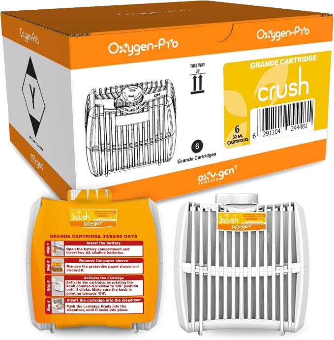 Oxygen-Pro - Crush, Tropical Waves Strong Fragrance Cartridge For Oxy-Gen Powered Commercial Air Fresheners and Deodorizers (6)