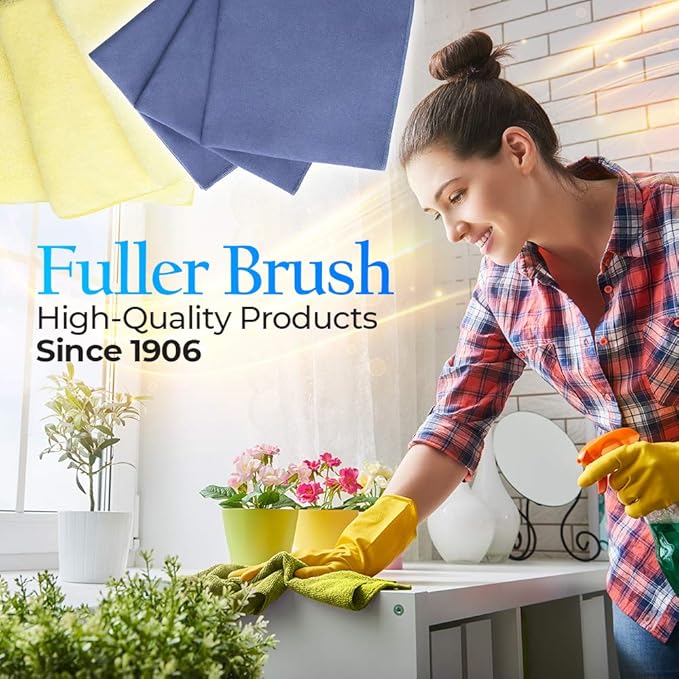 Fuller Brush Shine Bright Microfiber Cloths – 3-Pack, 16" x 16" Streak-Free Cleaning for Glass, Mirrors & Appliances – Lint-Free, Super Absorbent, Reusable