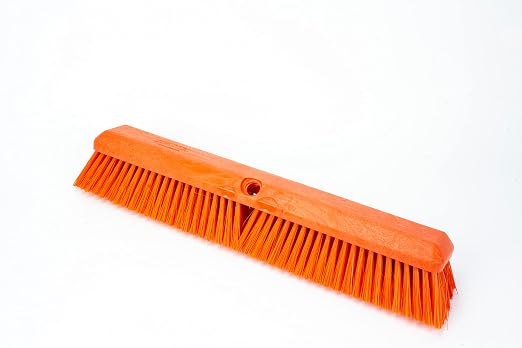 SPARTA Omni Sweep Plastic Push Broom Head, Heavy Duty, Industrial Broom With Color Code System For Outdoor, Indoor, Garage, Concrete, Patio, Kitchen, Bathroom, 18 Inches, Orange