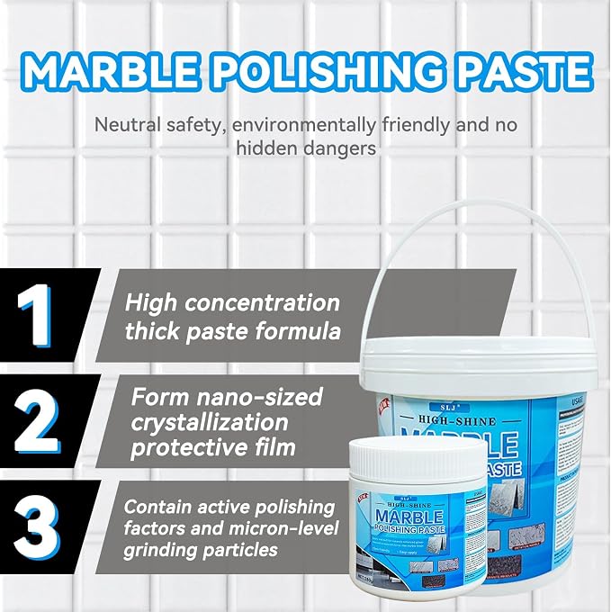 Marble Polishing Paste, Granite Cleaner Countertop, Stone Etch Remover - Professional Polish Compound for Granite, Marble, Quartz & Natural Stone | New Polishing Upgrade, Easier to Use