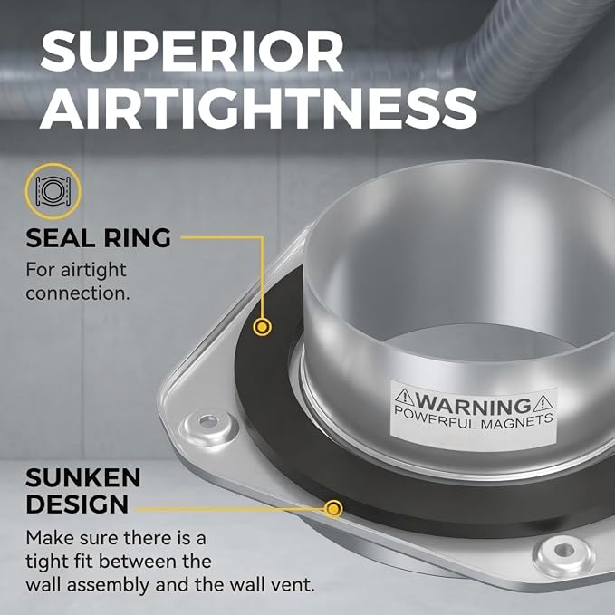 Magnetic Dryer Vent Coupling DV180 Airtight Seal Dryer Vent Connector Kit Quick Connector Easy to Clean, Includes 2.6ft 4" Duct & 2 Clamps