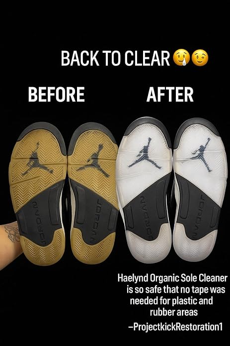 No Burn Shoe and Sole Cleaner| Organic Sneaker Cleaner & Sole Whitener for Sneakers | White Shoe Sole Cleaner & Sneaker Stain Remover | Safe on Mesh, Suede & Leather | 8oz Bottle