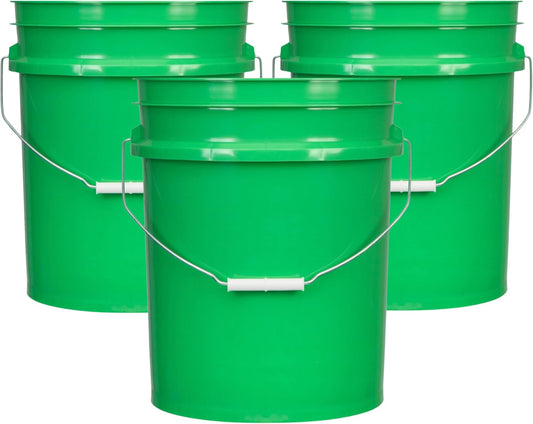 House Naturals 5 Gallon Premium HPDE Plastic Bucket - Made in USA Food Grade Storage Container, BPA Free All Purpose Pail (3, Green)