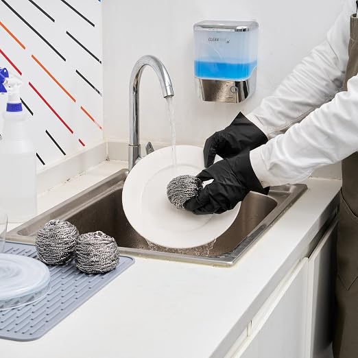 Restaurantware Stainless Steel Scrubber 100-Pack 3.15 x 3.15 x 1.97 Inches Rust-Resistant Metal Scouring Pad Durable Silver Scrub Pad for Pots and Pans Grill Cleaning Scrubber Commercial Kitchen Use