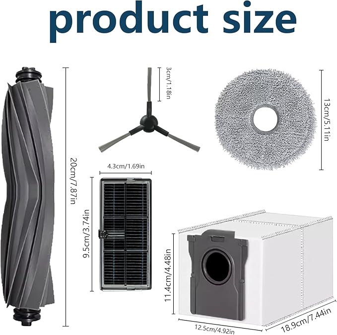 Accessories for Dreame L10s Pro Ultra Heat,X30 Ultra,L10s Ultra Gen 2, for Mova E30 Ultra Vacuum Cleaner, L10s Ultra Gen 2 Replacement, 1 Main Brush, 4 Mop Pad, 4 Filters, 4 Dust Bags, 4 Side Brushes