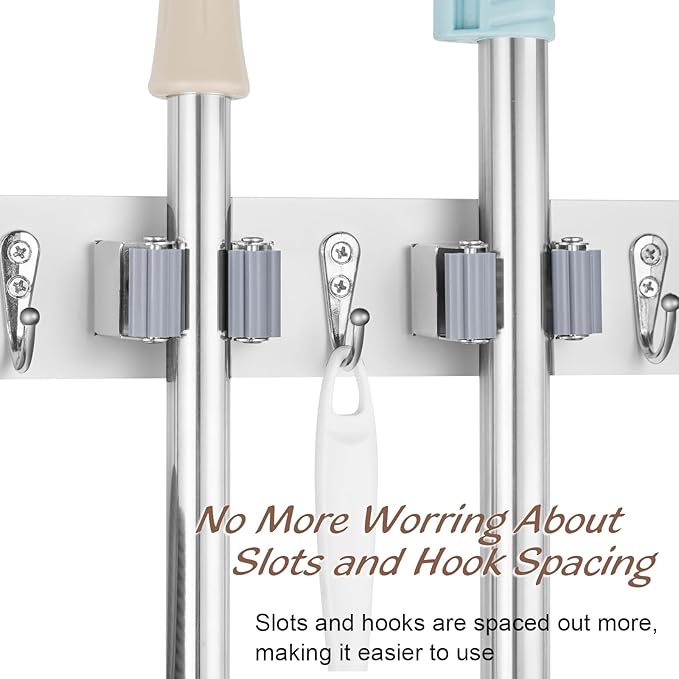 OUTNILI Broom Holder and Coat Rack Wall Mount Bundle