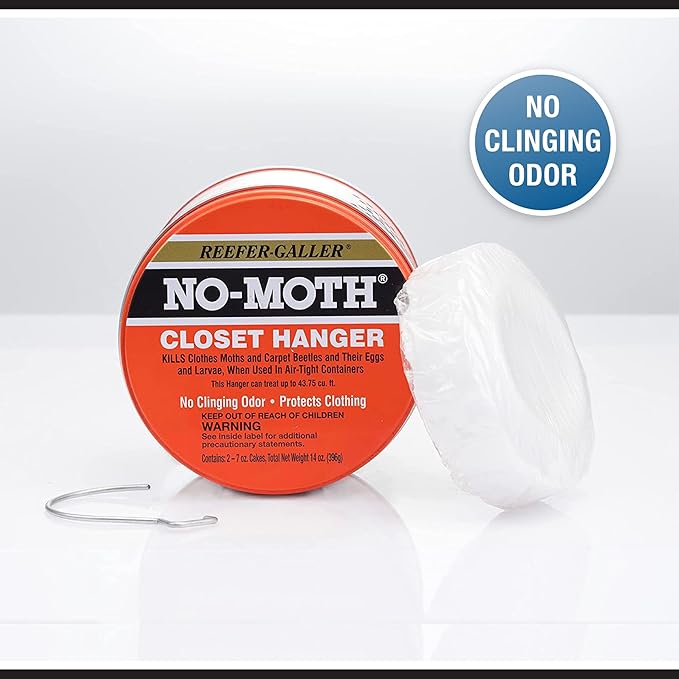 Reefer Galler NO Moth Closet Hanger - Kills Clothes Moths, Carpet Beetles, Eggs & Larvae, 6 Pack