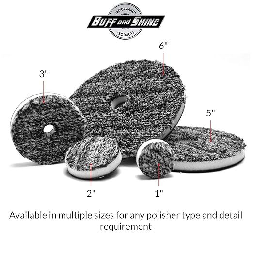 Buff and Shine URO-Fiber Microfiber Pad for Car Compounding, Cutting, Buffing, Waxing, and Polishing - Compatible with Long-Throw, High-Action, Dual-Action, and Random Orbital Polisher - 3 in (2 Pad)