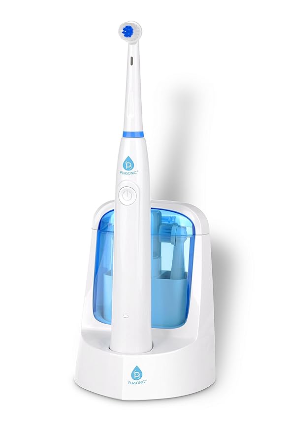 Pursonic RET200 Power Rechargeable Electric Toothbrush with UV Sanitizing Function, 12 Brush Heads Included