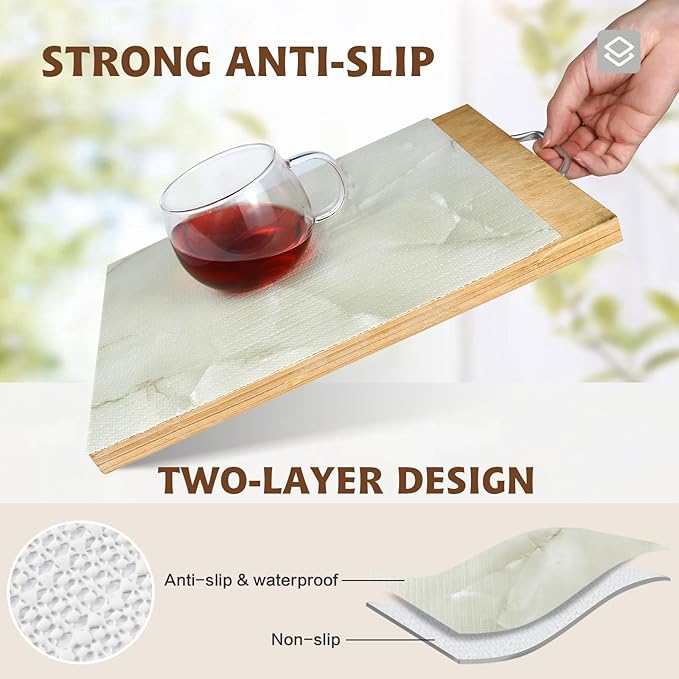 2-Layer Drawer and Shelf Liner for Kitchen Cabinet: 23.6in X 20Ft Non Slip Waterproof Shelf Paper Non Adhesive Refrigerator Liners Cyan Marble Easy Liners for Bathroom with Knife Tape Measure