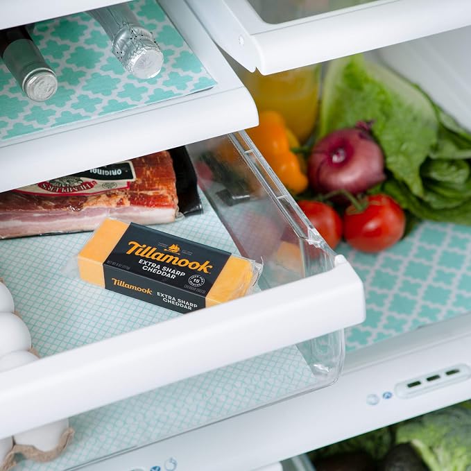 DII Fridge Liner Collection Non-Adhesive, Cut to Fit, 12x24, Aqua Lattice, 6 Piece