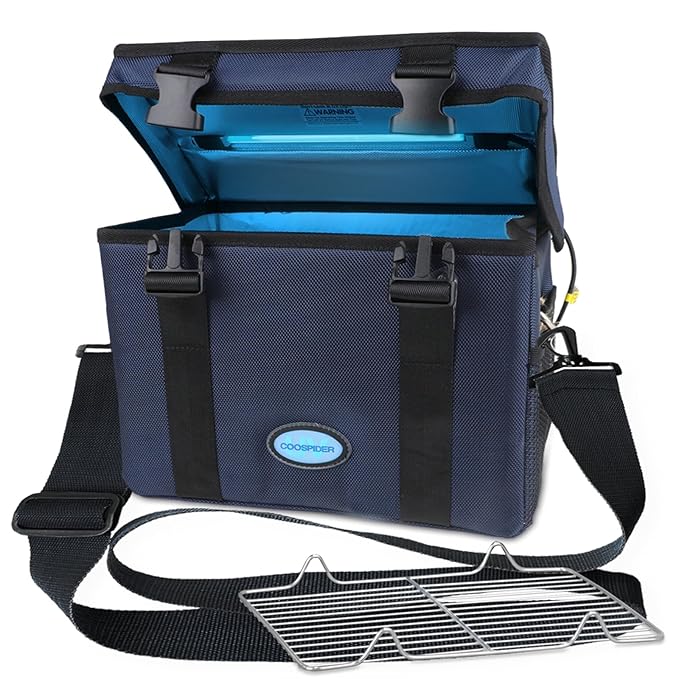 3.17 Gal Large-powerful UV Light Sanitizer Box, Portable Foldable Cleaner and Sanitizing Machine with 3-level Timer, UV Cleaner Bag for Key, Towel, Mask Cleaning Machine USB Wall Plug-in Charging Blue