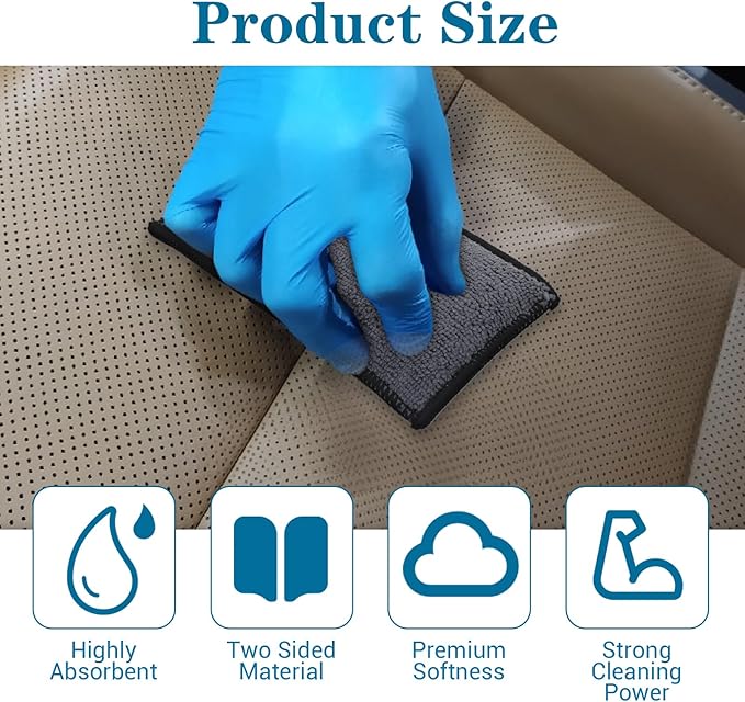 12 Pcs Car Interior Scrubbing Sponge, 5.9'' x 3.5'' Microfiber Car Wax Applicator Scrubber Pad, Cars Detailing Microfiber Interior Scrub Pad,Washing Sponges for Leather Seat Couch Cleaning, Gray