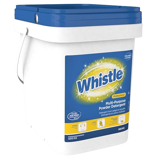 Diversey Whistle Multi-Purpose Laundry Detergent for Regular & High-Efficiency (HE) Machines, Commercial Bulk Fabric & Floor Cleaner, Powder with Fresh Citrus Scent, 19-Pounds