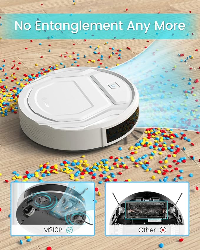 Lefant M210 Pro Robot Vacuum with 2200 Pa Powerful Suction, 6 Cleaning Modes, 120 Mins Runtime, Quiet, Self-Charging, Voice Control, Ideal for Pet Hair and Hard Floor, White