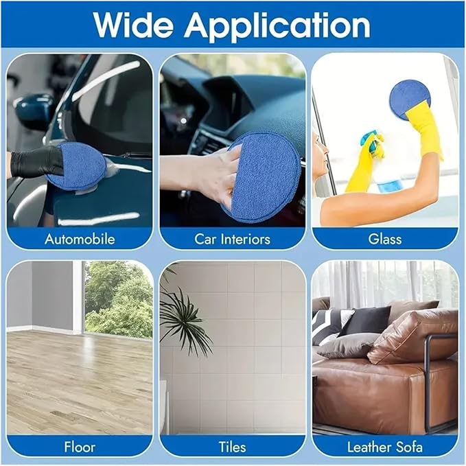 Compatible for 10/20pcs Car Detailing Applicator Pads Care Waxing Polish Sponge Soft Microfiber Round Pocket(Blue 20pcs)
