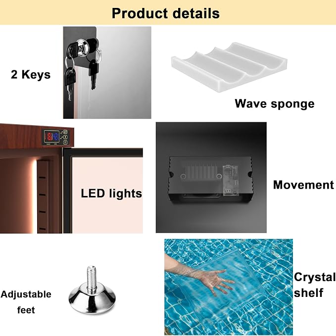 50L Dehumidifying Dry Cabinet Box, Wood grain Design Digital Control Noiseless and Energy Saving, for Camera Lens and Electronic Equipment Storage,Temperature Humidity LED Dual Screen