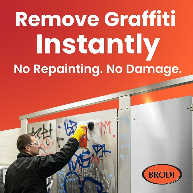Brodi Marksoff Graffiti Remover Spray, Gel Based, Vandalism Remover for Spray Paint, Marker, Stickers & Stains, Clings to Vertical Surfaces, Fast-Acting & Surface-Safe, Commercial Grade (Pack of 1)