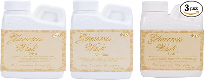 Elanze Designs Tyler Candle Glamorous and Luxurious High Efficient Wash 4 ounce Scented Fine Laundry Detergent Pack of 3; Diva, Kathina, Icon