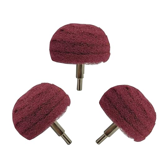 3PCS NonWoven Abrasive Buffing Wheels Polishing Wheel Drill Attachment Set, 3 Inch Scouring Pad Power Scrubber Cleaning Kit, Abrasive Wheel with 1/4" Shank for Polishing/Mirror/Stainless Steel 320Grit