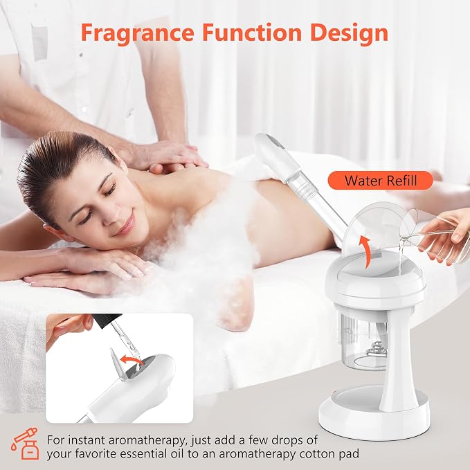 Facial Steamer - TASALON Ozone Face Steamer for Facial, Portable Facial Steamer with Removable Water Tank, Nano Ionic Facial Steamer for Home Salon Spa or Personal Care, White