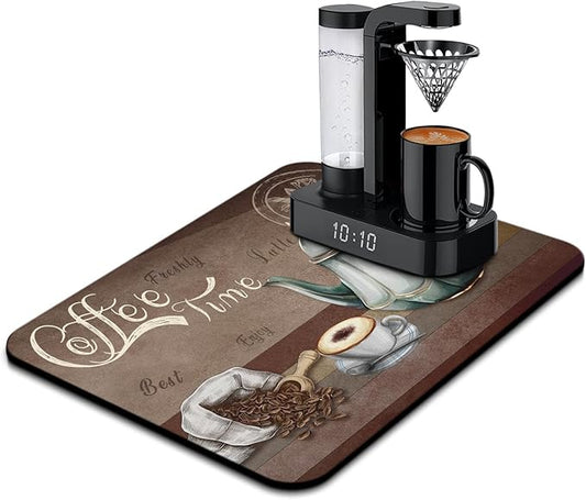 Coffee Mat 24inx18in,Coffee Bar Mat for Countertops,Absorbent Hide Stain Anti-Slip Coffee Bar Accessories Fit Under Coffee Machine Mat,dish drying mats for kitchen