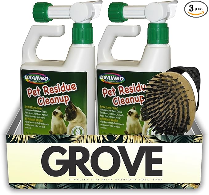 2x Pet Urine Odor Eliminator Spray 32 oz Bundle with Dog Glossing Brush for Pet Run, Kennel, and Yard Cleaning – Gift Set (3 Items)