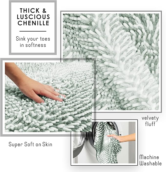 Clara Clark Bathroom Accessories Set - Bathroom Set, Bathroom Sets with Shower Curtain and Rugs, Shower Curtain Set with Trah Can - Ombre Sage Green - 22PC