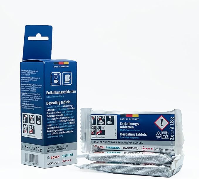 Descaling Tablets for Coffee Machines and Kettles compatible with Bosch Siemens Neff Gaggenau, 6 Tablets x 18gr
