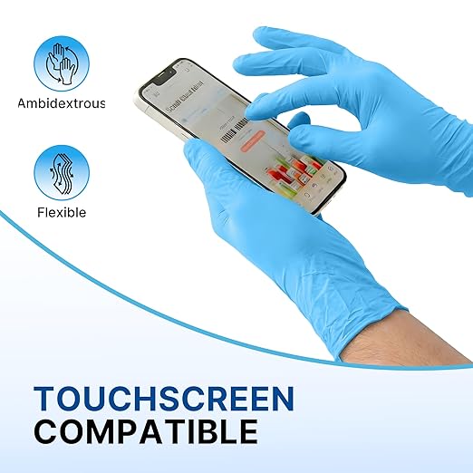 Schneider Nitrile Exam Gloves, 5 Mil, Blue, Latex-Free & Powder-Free Disposable Gloves, Textured Grip, for Medical Exam, Food Handling, Cleaning & Industrial Use