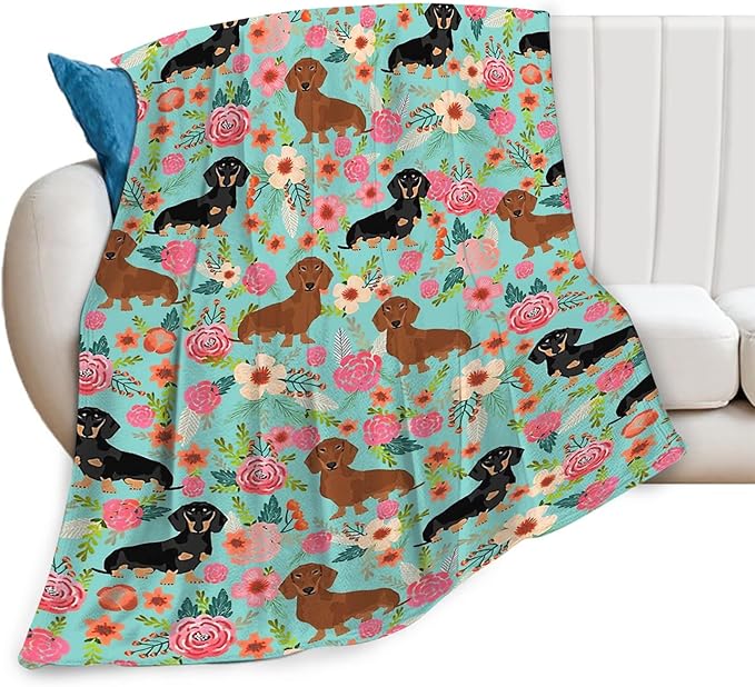 Tijuboni Dachshund Throw Blanket Dog Gifts for Girls Boys Women Men Kids Adults Soft Flannel Fleece Blanket for Couch Sofa Bed Home Decor 60"x80"