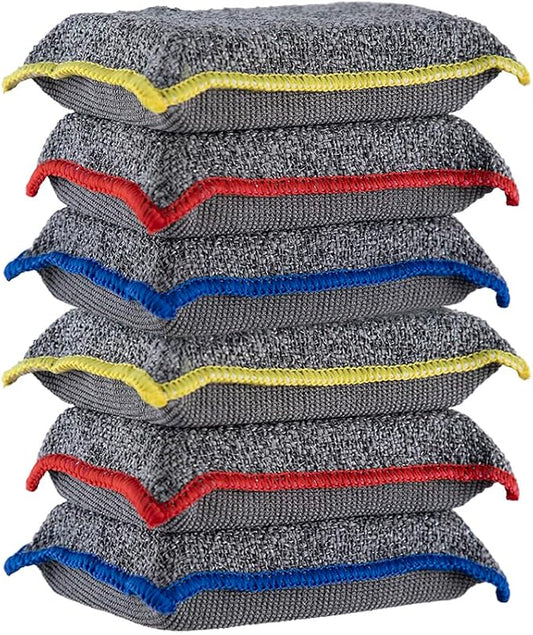 Miracle Microfiber Sponges for Kitchen Kosher Non-Scratch Sponge Scrubber Heavy Duty Multi-Purpose Cleaning of Dishes, Pots, Pans, and Countertops, Machine Washable, 6 Pack, by Superio (Grey)