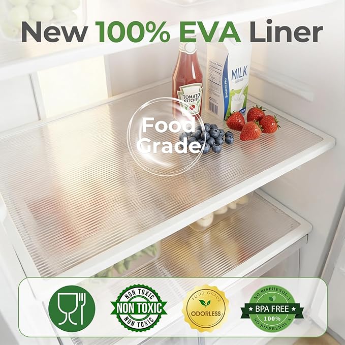 100% EVA Shelf Liner, 12" x 360" Drawer Liners for Kitchen Cabinet, Non Adhesive Non Slip Plastic Dresser Pantry Shelves Mat, Clear